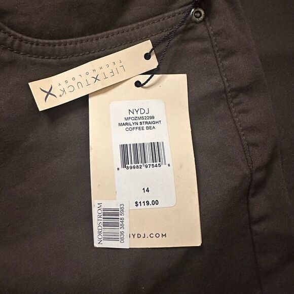 NWT Nydj brown Marilyn straight jeans pants 14 - Picture 5 of 11